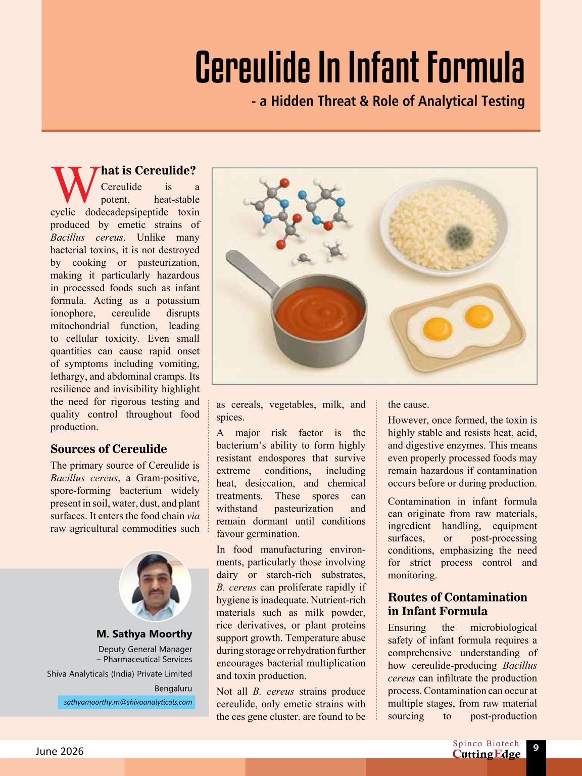 Gereulide In Infant Formula CE June 2026 Spincotech
