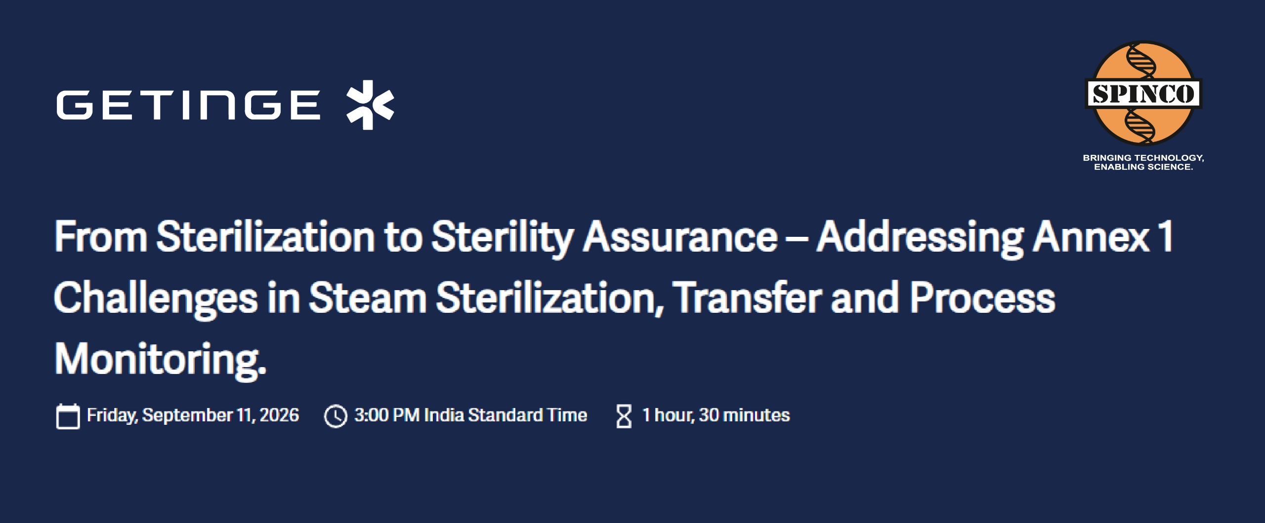 Getinge webinar Banner Spincotech
